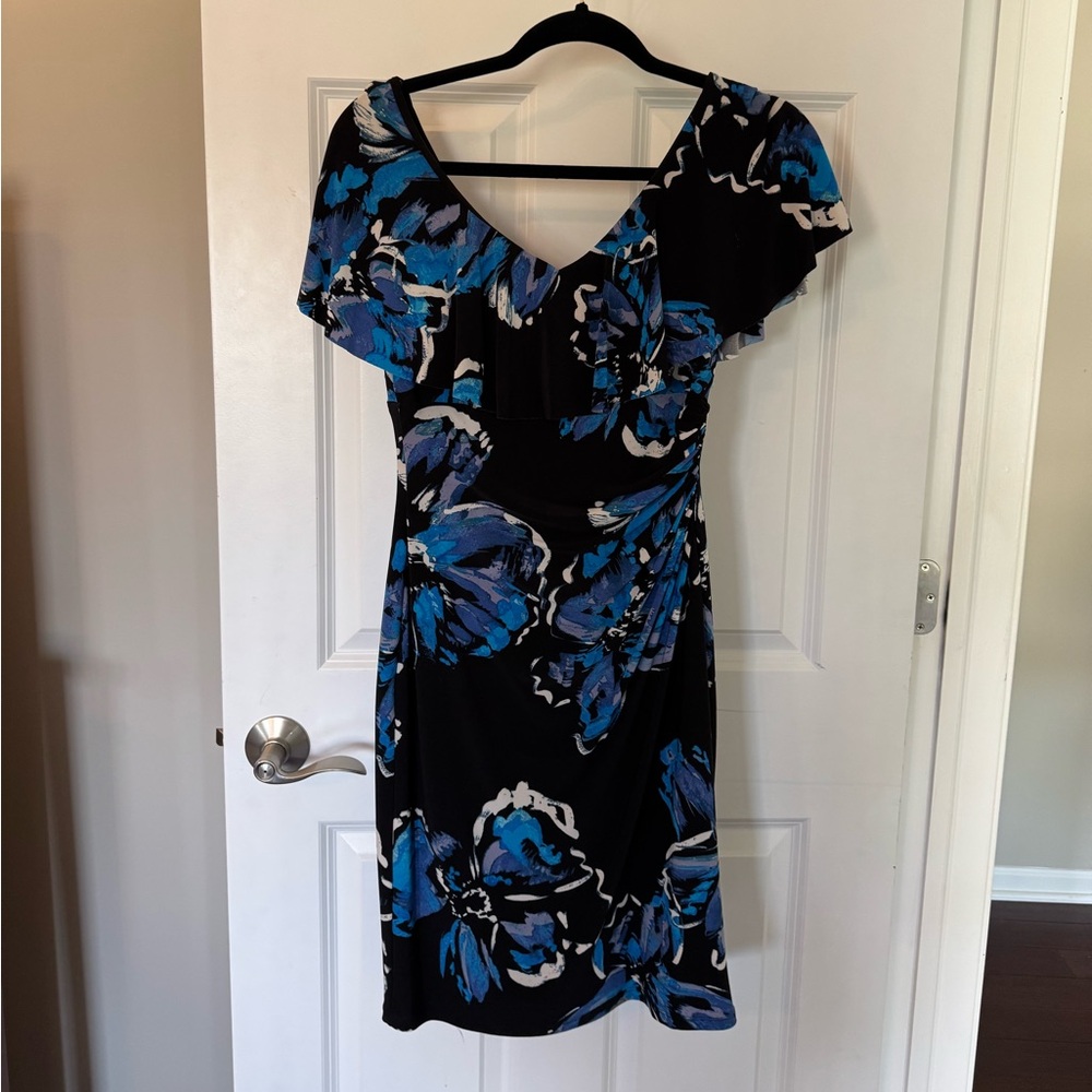 Ralph Lauren Black and Blue Floral Maxi Dress